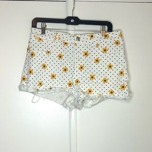 Wrangler Floral Polka Dot White Denim Shorts - Raw Hem